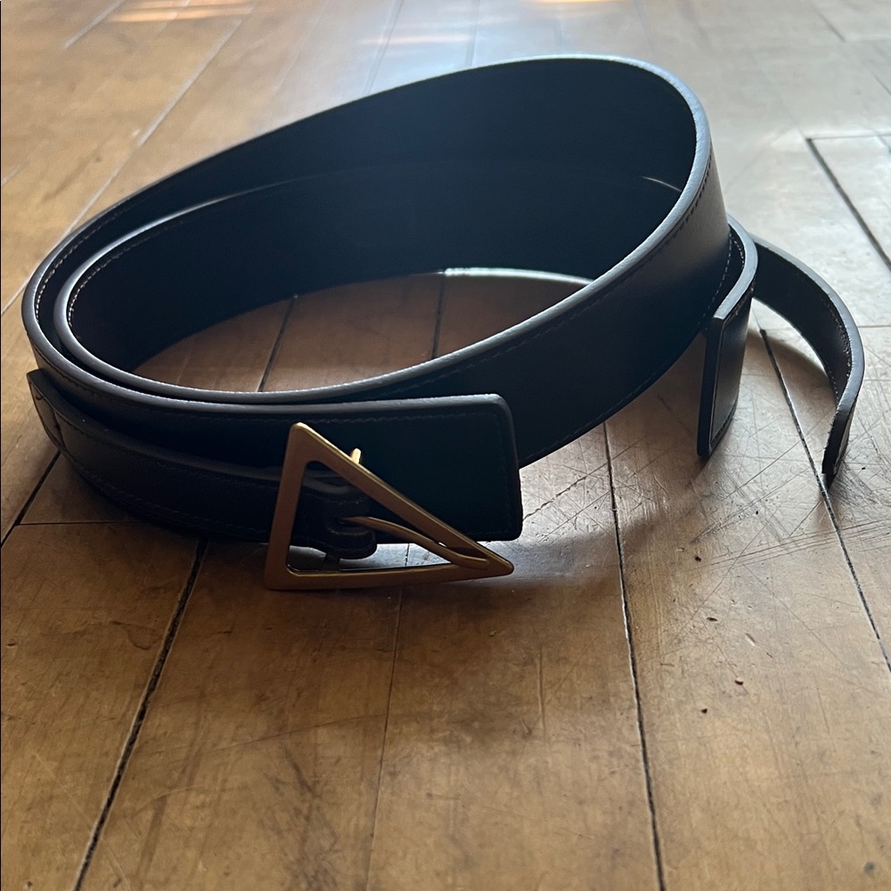 Brown Leather Belt with Gold Buckle